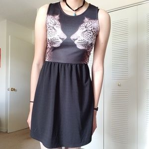 Double leopard-front design dress